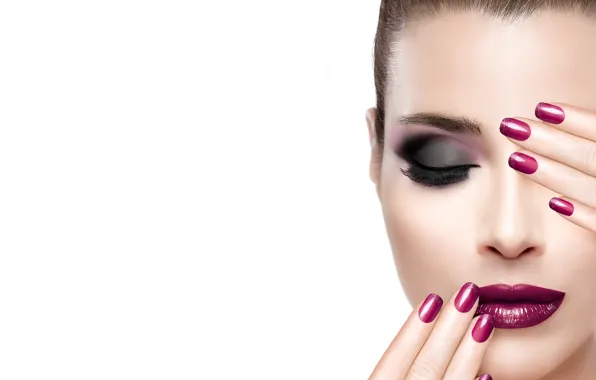 Картинка девушка, ресницы, стиль, тень, макияж, помада, model, lips