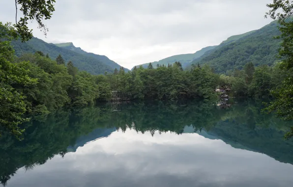 Лес, горы, природа, озеро, отражение, forest, nature, mountain