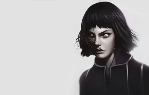Девушка, Минимализм, Взгляд, Лицо, Girl, Глаза, Фон, Арт