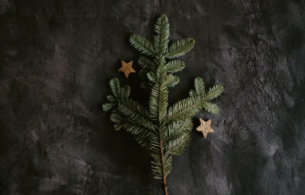 Картинка holidays, Christmas, stars, tree, decoration, branch, 4k ultra hd background, "New Year"