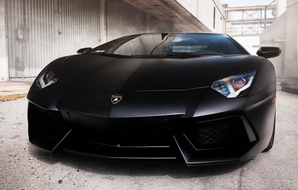 Черный, передок, ламборгини, авентадор, Lamborghini Aventador LP700-4