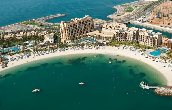 Море, город, курорт, вид сверху, ОАЭ, UAE, Al-Marjan Island, Hotel Marjan Island Resort & Spa