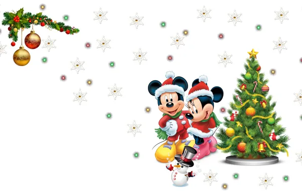 Картинка настроение, праздник, новый год, огоньки, арт, снеговик, Disney, ёлочка
