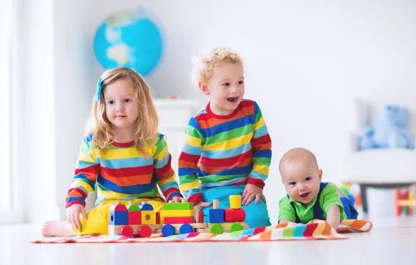Дети, игра, colorful, конструктор, toy, blocks, playing, Kids