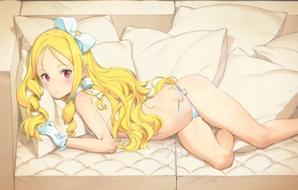 Девушка, Диван, Бикини, Арт, bikini, Eromanga Sensei