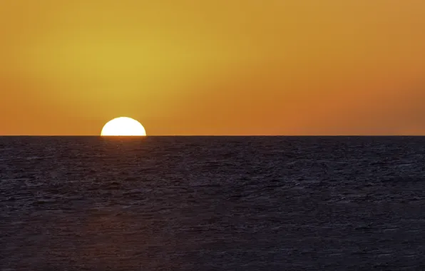 Twilight, sea, ocean, sunset, seascape, dusk, horizon, orange sky