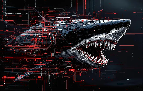 Картинка stripes, shark, futuristic, AI art