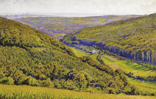 Горы, картина, долина, Пейзаж, Gustave Cariot, Гюстав Карио