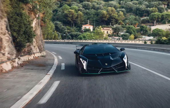 Roadster, скорость, Lamborghini, шоссе, суперкар, supercar, 2014, Veneno