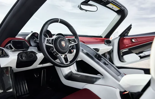 Картинка Porsche, 918, Porsche 918 Spyder, steering wheel, car interior