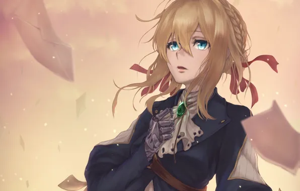 Девушка, аниме, письма, Violet Evergarden
