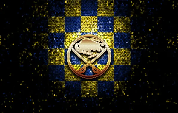 Wallpaper, sport, logo, NHL, hockey, Buffalo Sabres, glitter, checkered