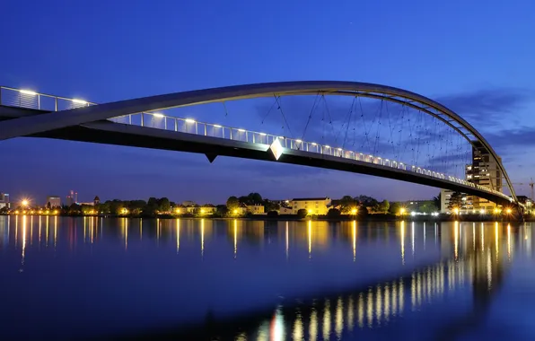 Мост, река, граница, Германия, Switzerland, Germany, night, France
