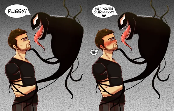 Фон, арт, смущение, Веном, Venom, Эдди Брок, by crazesmilecheshire