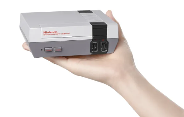 Retro, Nintendo, hand, new console, mini NES