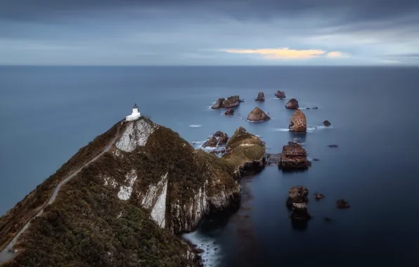 Картинка sea, New Zealand, Nugget Point Lighthouse