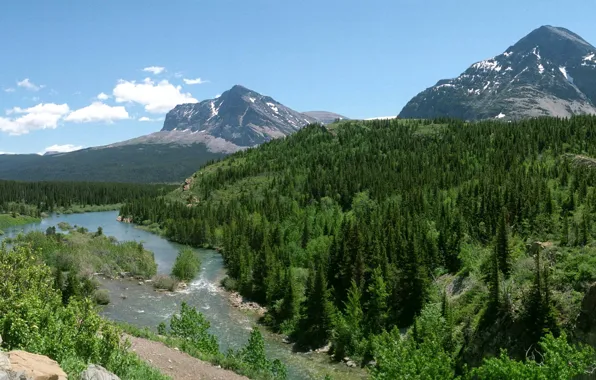 Картинка пейзаж, горы, природа, парк, река, США, Glacier