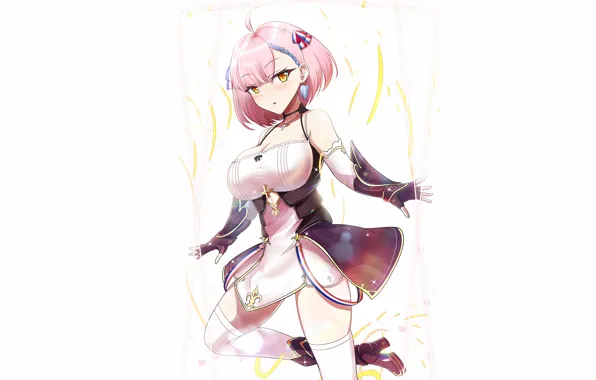 Girl, sexy, cleavage, thighhighs, pink hair, dress, boobs, anime