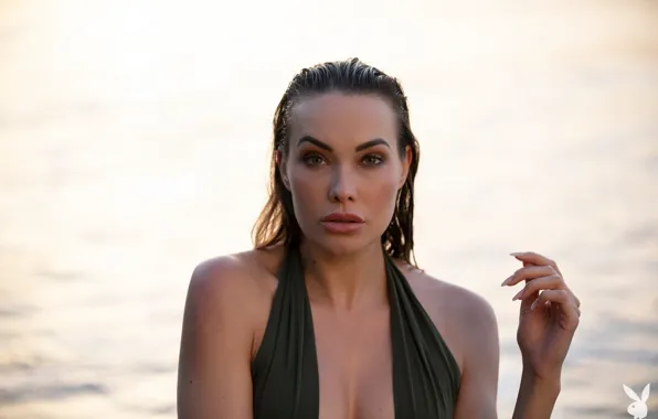 Playboy, Model, Ocean, Cleavage, Close Up, Jasmin