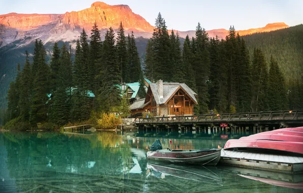 House, lake, people, pier, cottage, Evgeny