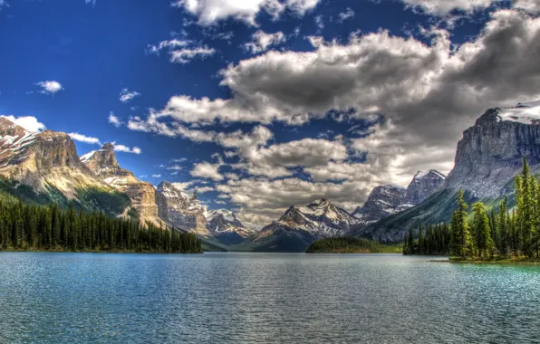 Море, небо, облака, горы, National Park Canada