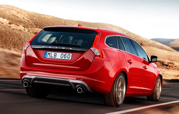 Красный, Volvo, Red, вольво, V60, v60, (2010)