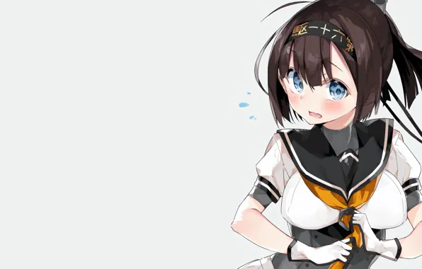 Girl, brown hair, boobs, anime, blue eyes, beautiful, short hair, pretty