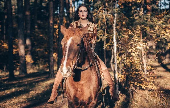 Картинка девушка, конь, лошадь, всадница, наездница, Мария, верхом, Антон Харисов