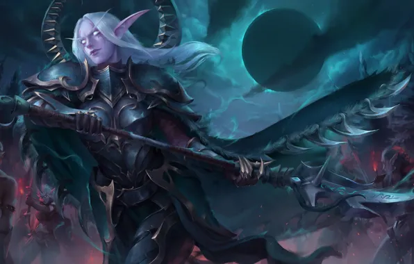 Картинка девушка, эльф, воин, World of Warcraft