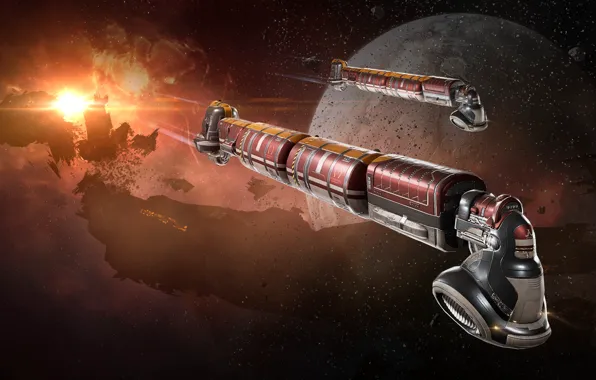 Космос, туманность, планета, астероиды, space, руины, битва, космический корабль