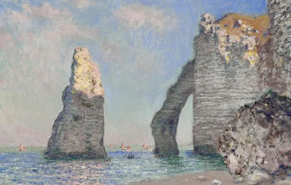 Картинка картина, морской пейзаж, Клод Моне, Скала Игла и Порт дАваль