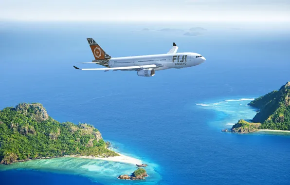 Картинка полет, океан, самолёт