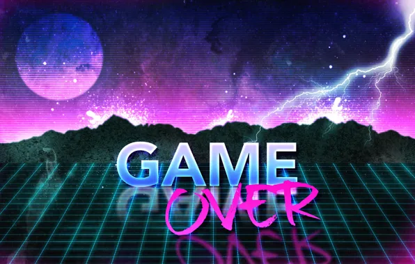 Музыка, Фон, Молнии, 80s, Game Over, VHS, 80's, Synth