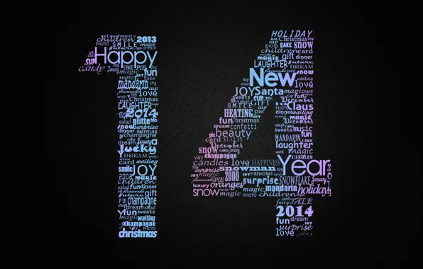 Новый год, слова, Типографика, 2014