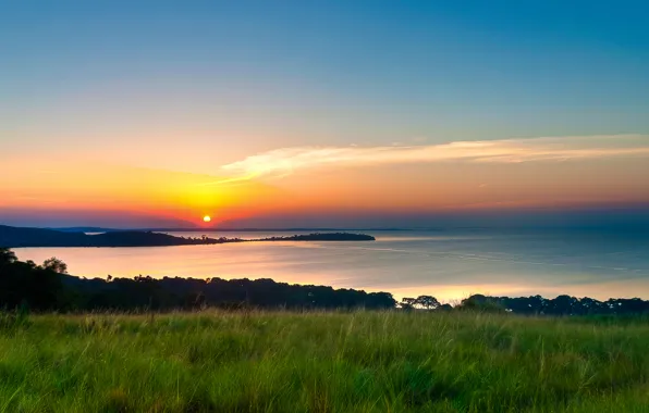 Картинка море, закат, берег, вечер