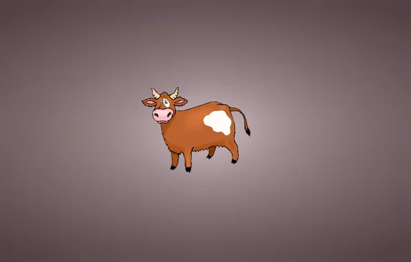 Корова, минимализм, хвост, рога, пятно, cow, буренка