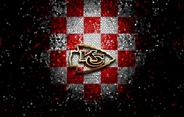 Wallpaper, sport, logo, NFL, Kansas City, glitter, checkered