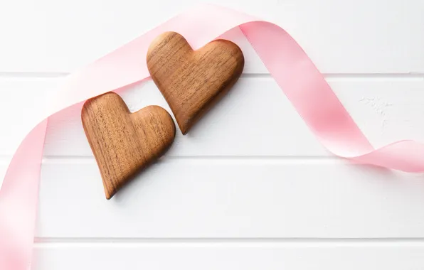 Картинка лента, сердечки, love, wood, romantic, hearts, wooden, valentine's day