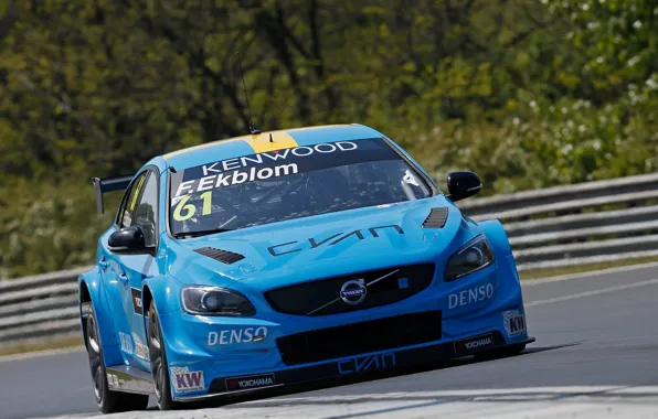 Картинка Volvo, Вольво, Передок, S60, WTCC, Polestar, Cyan, Ekblom