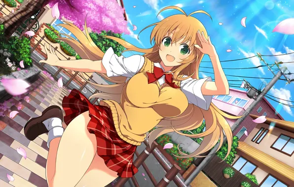 Girl, sexy, green eyes, long hair, boobs, anime, beautiful, pretty