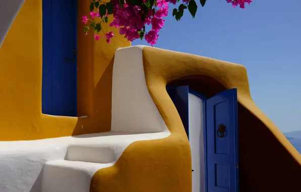 Картинка лето, дом, стены, Греция, курорт, Oia, Notio Aigaio