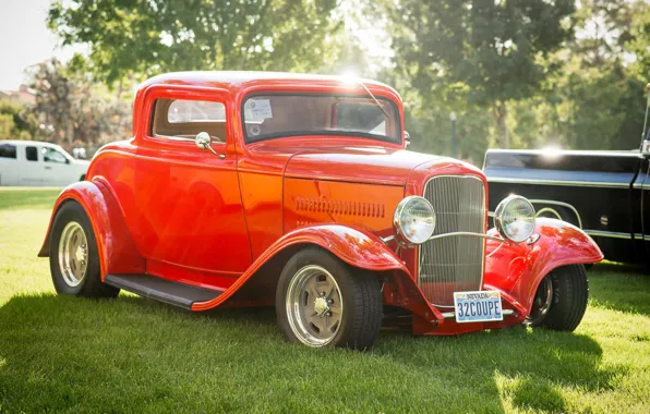 Картинка красный, стиль, Ford, классика, 32 Coupe