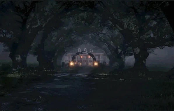 HDR, House, Lights, Family, Game, Villa, Trees, Lamps