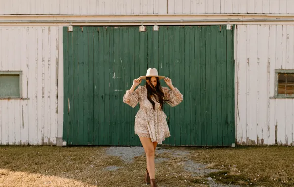Girl, Smile, Women, Happy, Dress, Barn, Windy, Hannah Busing