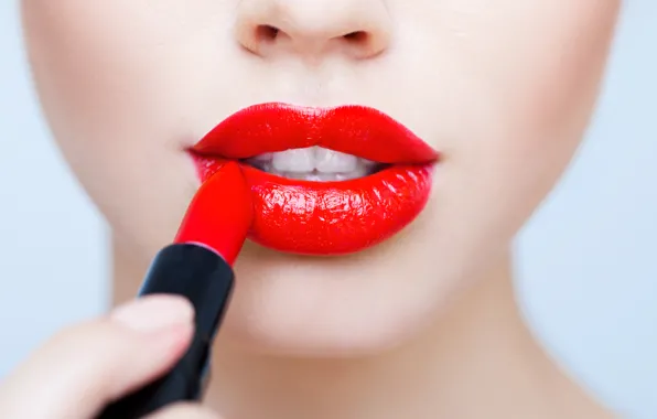 Red, woman, lips, glitter