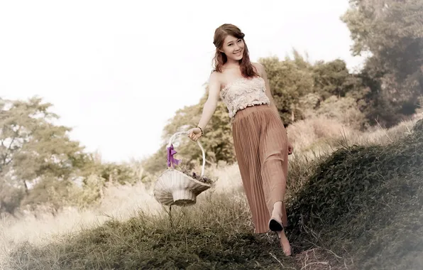 Лето, девушка, цветы, настроение