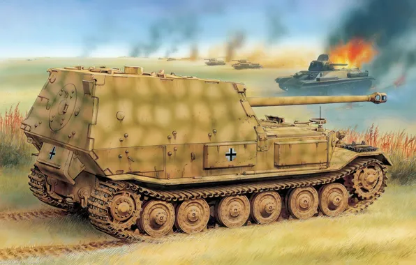 Картинка война, истребитель танков, Фердинанд, Ferdinand, пт-сау, противотанковая САУ