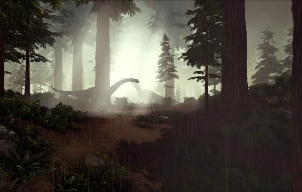 Game, forest, rain, ARK Survival Evolved