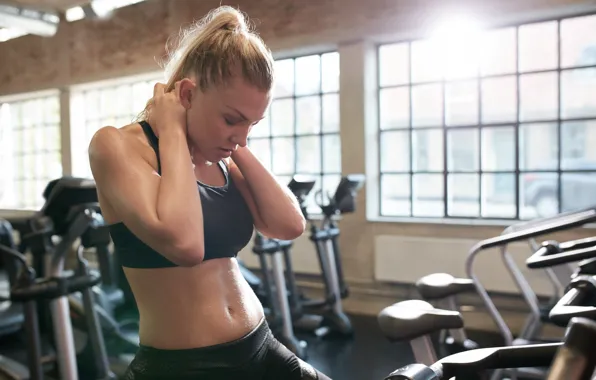 Девушка, поза, фигура, фитнес, тренажеры, fitness, спорт зал