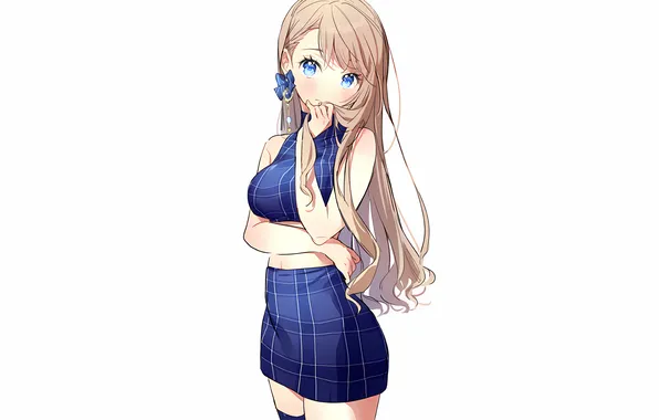Girl, blouse, long hair, anime, blue eyes, beautiful, pretty, attractive